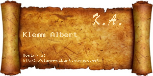 Klemm Albert névjegykártya
